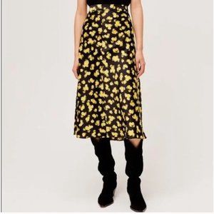 NWT For Love and Lemons Lillian Black Marigold Floral midi skirt